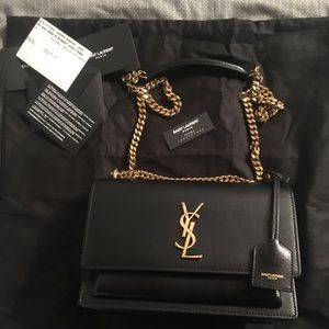 YSL Black Medium Sunset Bag